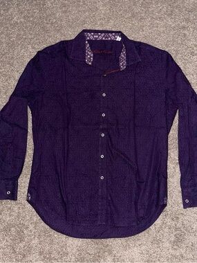 Robert Graham Purple Floral Print Flip Cuff Button Up Shirt